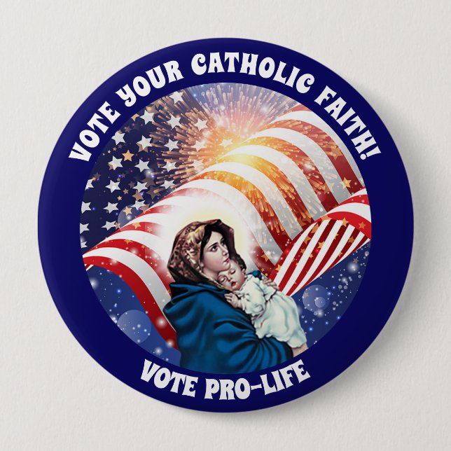 Chapa Redonda De 10 Cm Bandera americana bendecida de Jesús del bebé del (Anverso)