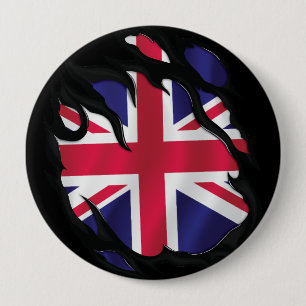 Chapa Redonda De 10 Cm Bandera arrancada del Reino Unido