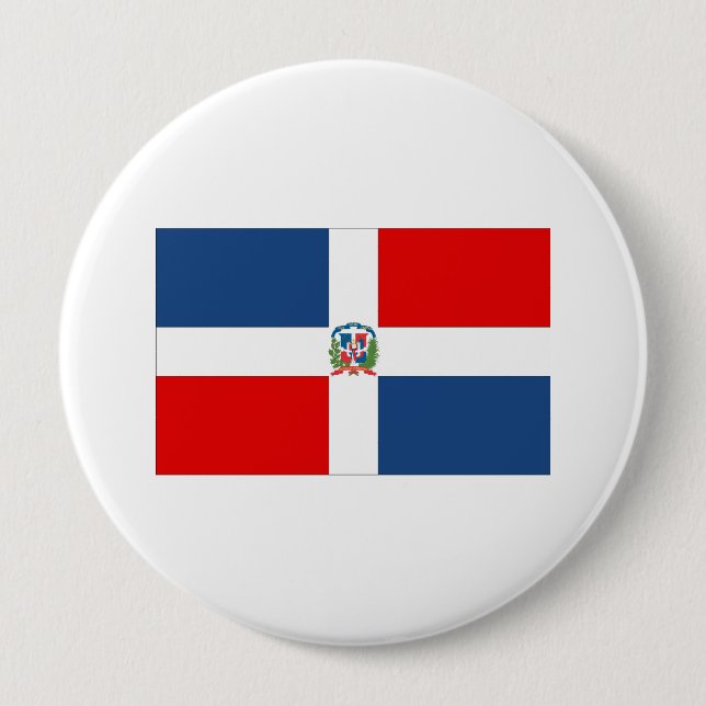 Chapa Redonda De 10 Cm Bandera de la República Dominicana (Anverso)
