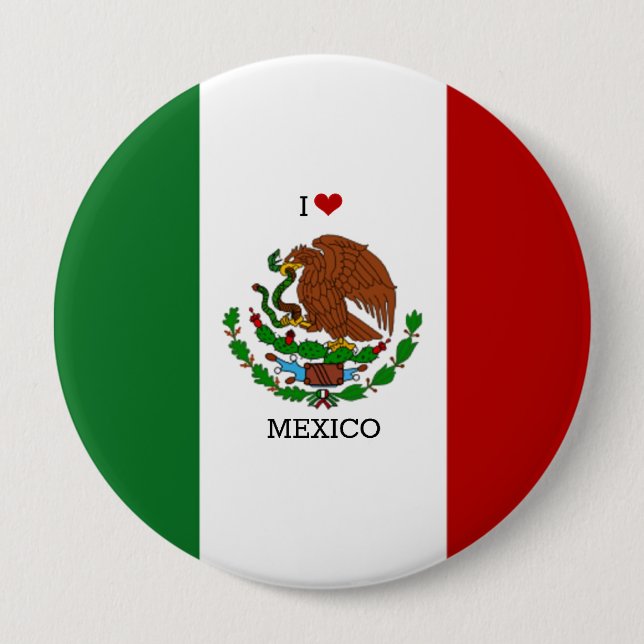Chapa Redonda De 10 Cm Bandera de México (Anverso)