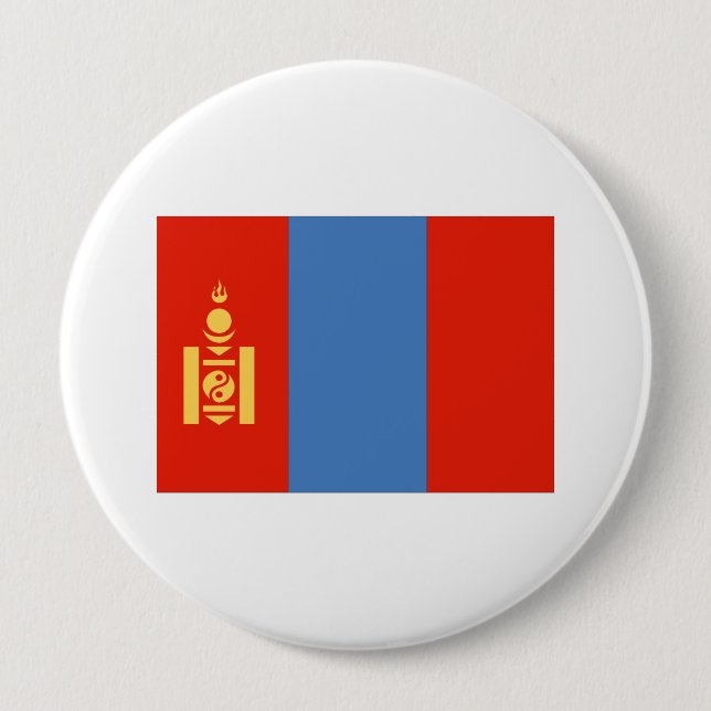 Chapa Redonda De 10 Cm Bandera de Mongolia (Anverso)