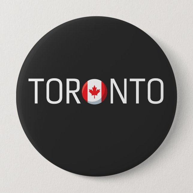 Chapa Redonda De 10 Cm Bandera de Toronto Canadá  (Anverso)