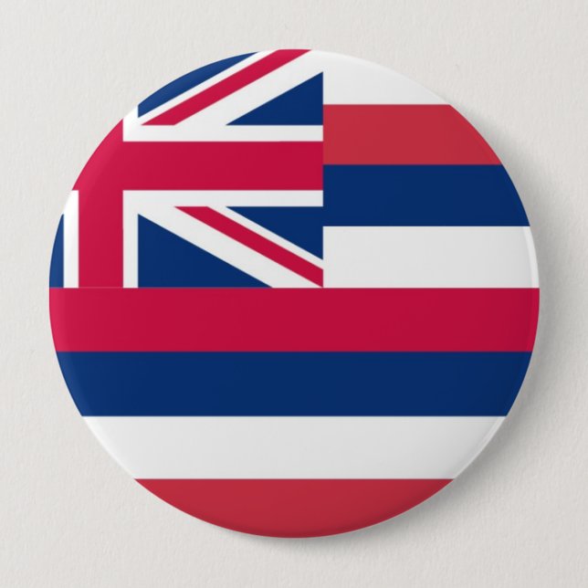 Chapa Redonda De 10 Cm Bandera del estado de Hawaii (Anverso)