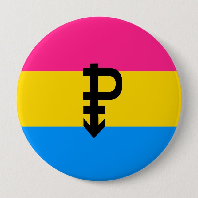 Chapa Redonda De 10 Cm Bandera del Orgullo Pansexual (Anverso)