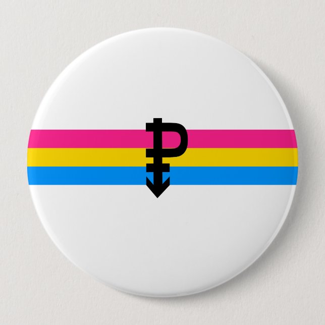 Chapa Redonda De 10 Cm Bandera del Orgullo Pansexual (Anverso)