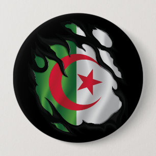Chapa Redonda De 10 Cm Bandera Desgarrada De Argelia