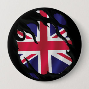 Chapa Redonda De 10 Cm Bandera desgarrada del Reino Unido