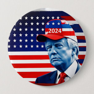 Chapa Redonda De 10 Cm Bandera estadounidense Donald Trump 2024