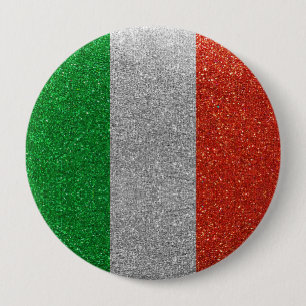 Chapa Redonda De 10 Cm Bandera italiana purpurina de Italia Milán Moda Bl
