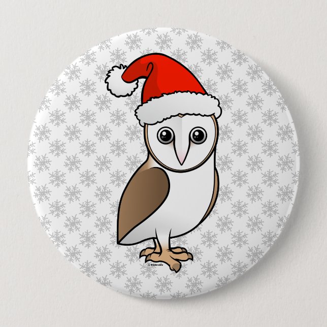 Chapa Redonda De 10 Cm Barn Owl Santa (Anverso)