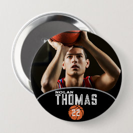 Chapa Redonda De 10 Cm Basketball Player Personalized Picture Name Number