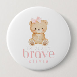 Chapa Redonda De 10 Cm beary brave childhood cancer sick kids custom name