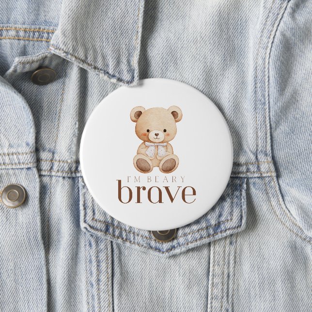 Chapa Redonda De 10 Cm beary brave childhood cancer sick kids cute  (In situ)