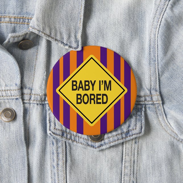 Chapa Redonda De 10 Cm Bebé, soy Naranja aburrido, rayas púrpura (In situ)