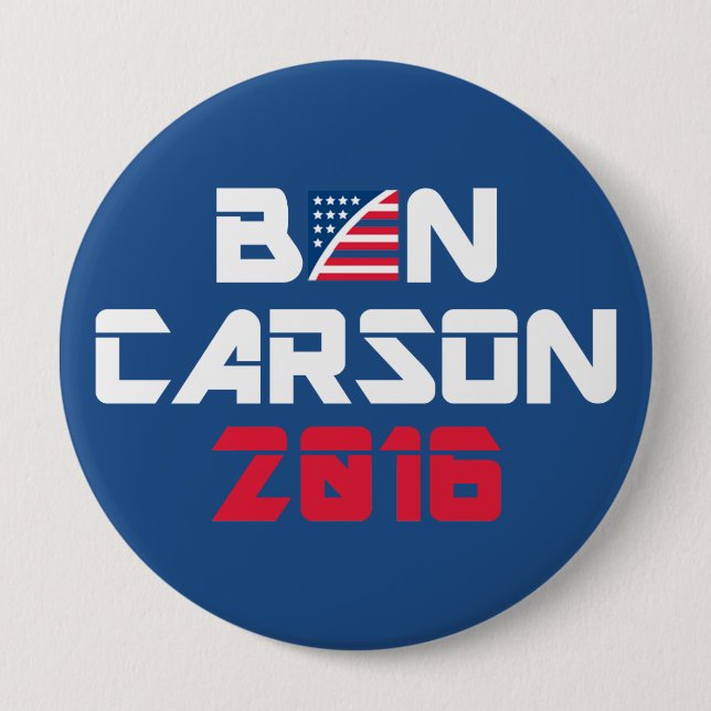 Chapa Redonda De 10 Cm Ben Carson 2016 (Anverso)