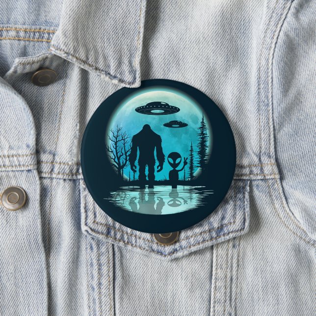 Chapa Redonda De 10 Cm Bigfoot Alien UFO (In situ)