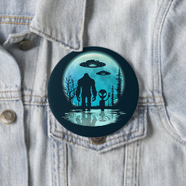 Chapa Redonda De 10 Cm Bigfoot Alien UFO