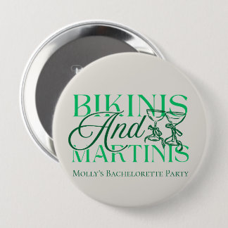 Chapa Redonda De 10 Cm Bikinis y Martinis - Partido Bachelorette Personal