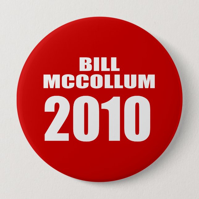 CHAPA REDONDA DE 10 CM BILL MCCOLLUM PARA GOBERNADOR (Anverso)