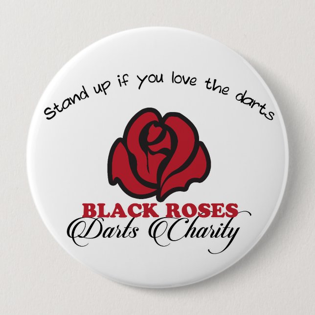 Chapa Redonda De 10 Cm Black Roses Darts Charity Button (Anverso)