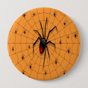 Chapa Redonda De 10 Cm Black Widow Spider and Babies -