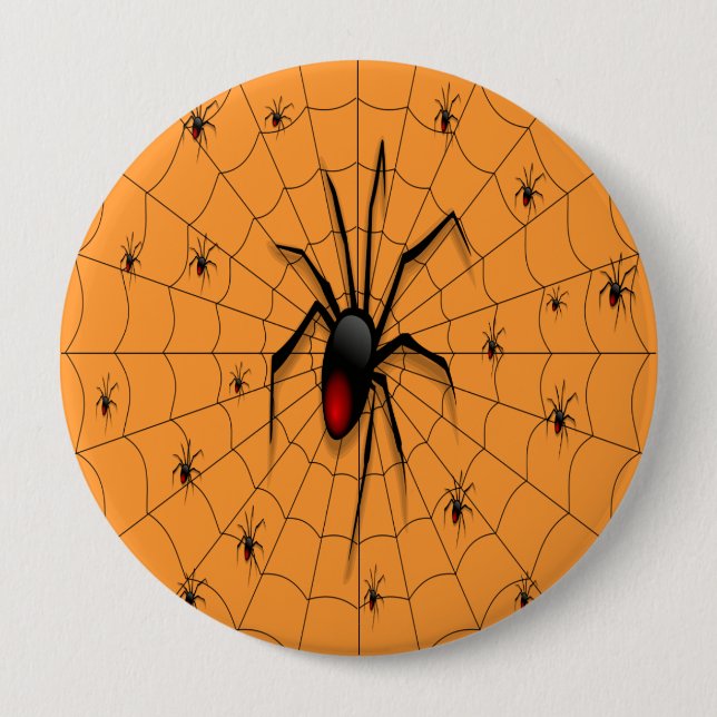 Chapa Redonda De 10 Cm Black Widow Spider and Babies - (Anverso)