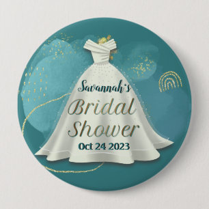 Chapa Redonda De 10 Cm Boda Bridal Shower se bata profundo Purpurina Verd