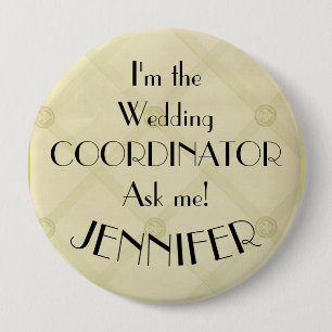 Chapa Redonda De 10 Cm Boda Coordinador Planner Pin-back con nombre