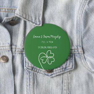 Chapa Redonda De 10 Cm Boda de la hoja de trébol de Irlanda verde moderna