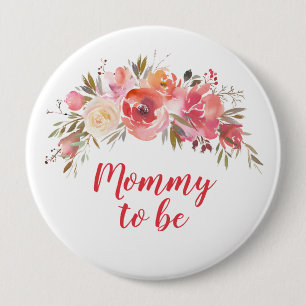 Chapa Redonda De 10 Cm Boho Peach Floral Mommy to be 4″