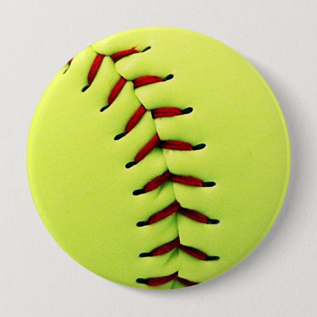 Chapa Redonda De 10 Cm Bola amarilla del softball (Anverso)