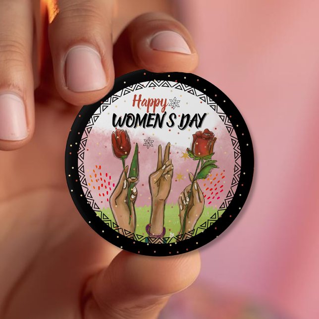 Chapa Redonda De 10 Cm Bold & Empowering: Modern WOMEN'S DAY Statement  (Bold & Empowering: Modern WOMEN'S DAY Statement Button)