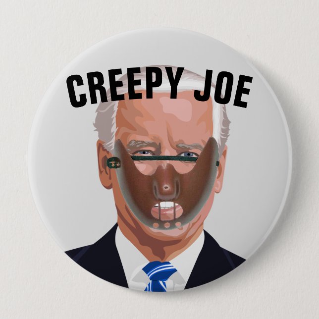 CHAPA REDONDA DE 10 CM BOTONES DE CREEPY JOE BIDEN (Anverso)