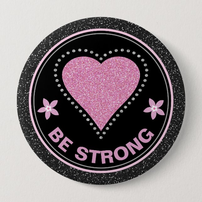 Chapa Redonda De 10 Cm Breast Cancer Awareness Heart Be Strong (Anverso)