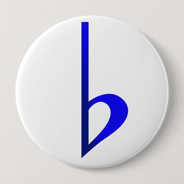 Chapa Redonda De 10 Cm Broche Bemol Azul (Anverso)