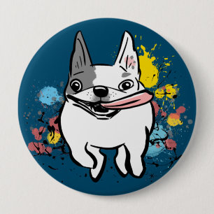 Chapa Redonda De 10 Cm Bulldog francés Corriendo perro con pinturas