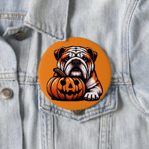 Chapa Redonda De 10 Cm Bulldog inglés de Halloween - otoño de Jack o Lant