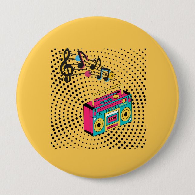 Chapa Redonda De 10 Cm Buzón de audio retro. (Anverso)