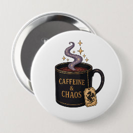 Chapa Redonda De 10 Cm Cafeína y Caos