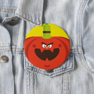 Chapa Redonda De 10 Cm calabaza de halloween hambrienta