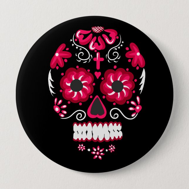 Chapa Redonda De 10 Cm Calavera (Anverso)