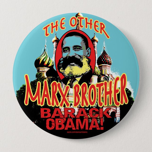 Chapa Redonda De 10 Cm Camisa anti de Marx Brother Obama (Anverso)