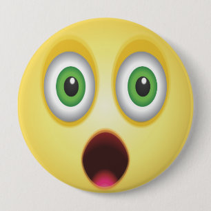 Chapa Redonda De 10 Cm Cara de Emoji Sorprendido