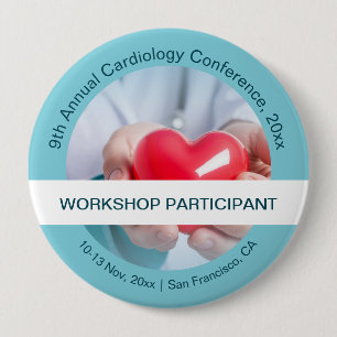Chapa Redonda De 10 Cm Cardiología Conferencia Médica Cardiotorácica