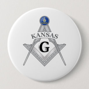 Chapa Redonda De 10 Cm Casa de masonería del estado de Kansas
