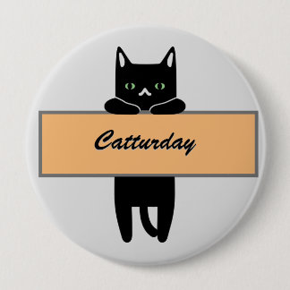 Chapa Redonda De 10 Cm Cat holding a sign Button Badge