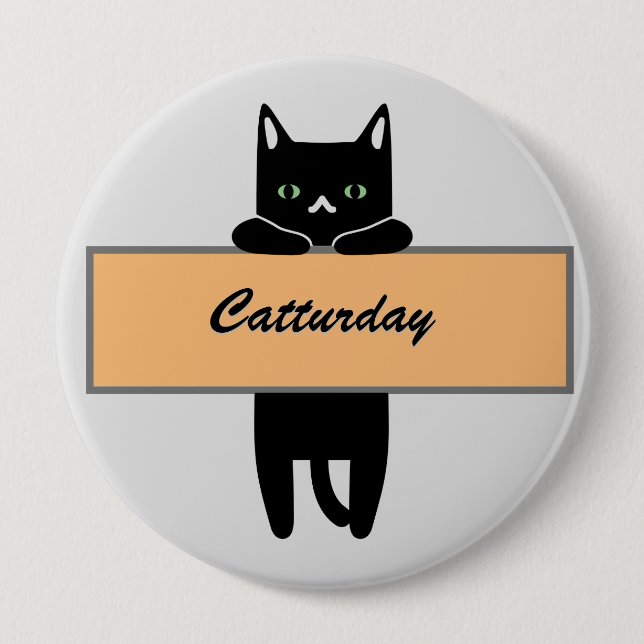 Chapa Redonda De 10 Cm Cat holding a sign Button Badge (Anverso)