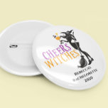 Chapa Redonda De 10 Cm Cheque Witches Halloween Cocktail Bachelorette<br><div class="desc">Este diseño fue creado a través del arte digital. Puede ser personalizado en el área proporcionada o personalizándolo eligiendo la opción de pulsar para personalizar y cambiando el nombre, iniciales o palabras. También puede cambiar el color y estilo del texto o eliminar el texto para un diseño de sólo imagen....</div>
