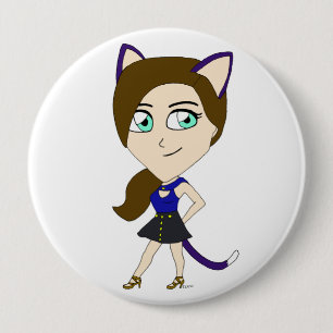 Chapa Redonda De 10 Cm chibi catgirl