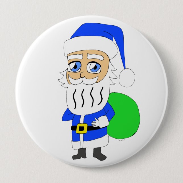 Chapa Redonda De 10 Cm chibi Santa Claus (Anverso)